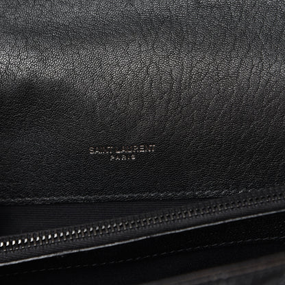 Saint Laurent Sheepskin Matelasse Chevron Monogram Monochrome Large College Satchel Black 11 of 11