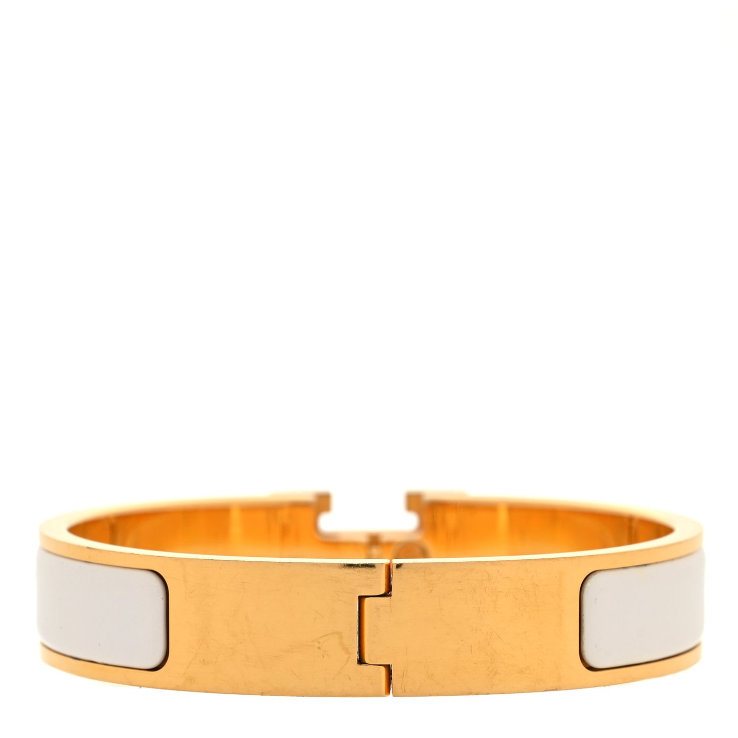 Enamel Narrow Clic Clac H Bracelet PM White