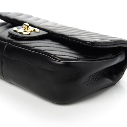 Chanel Lambskin Chevron Quilted Mini Rectangular Flap Black 7 of 10
