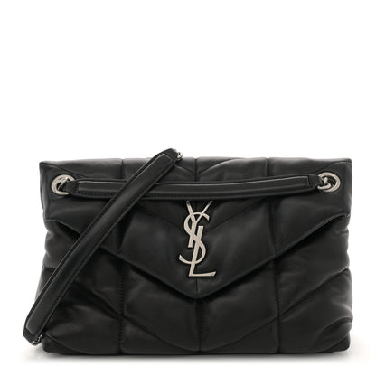 Saint Laurent Lambskin Quilted Small Loulou Puffer Monogram Chain Satchel Black 1 of 13