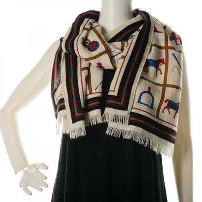 Hermes Cashmere Silk Printed Stole 2 of 6