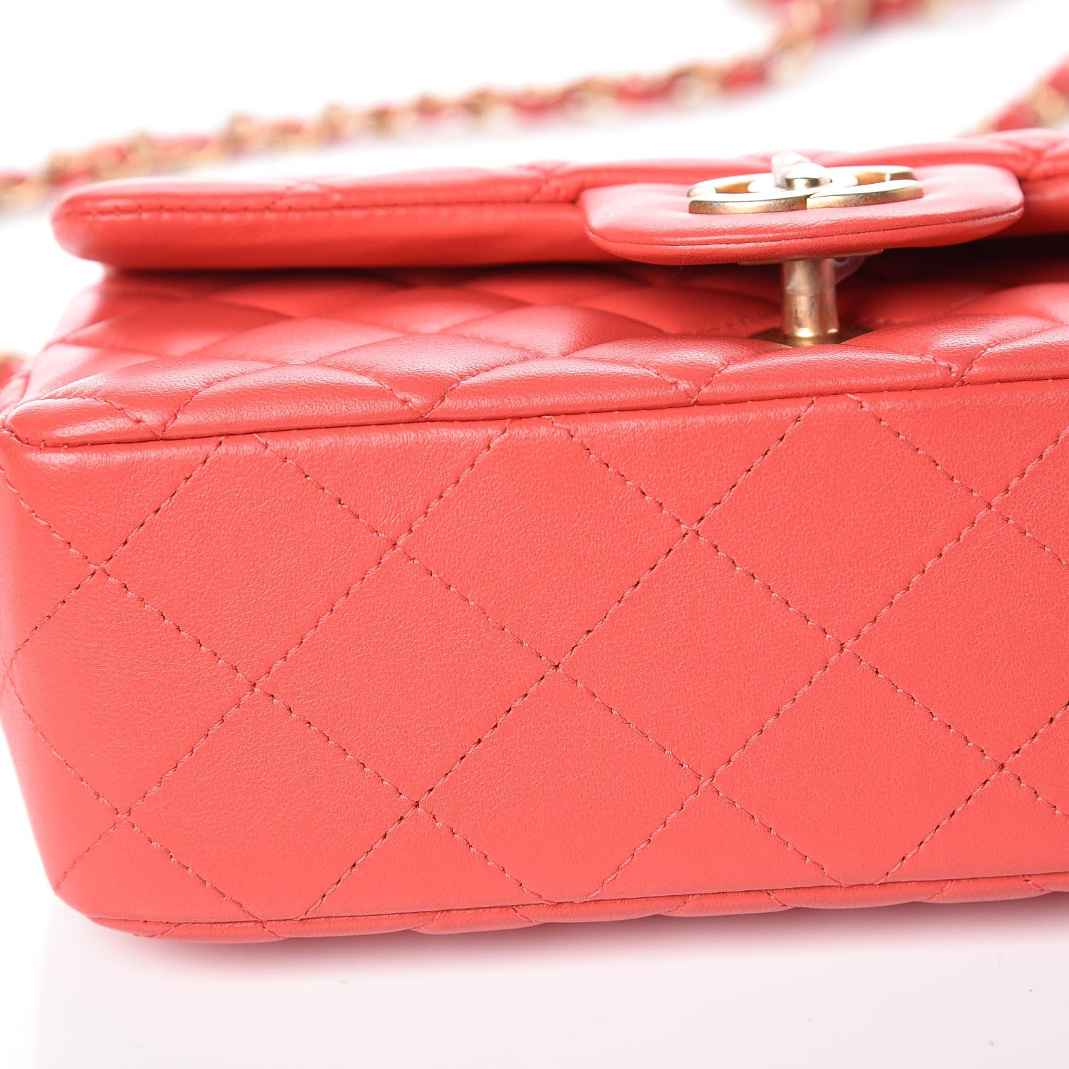 Chanel Lambskin Quilted Mini Rectangular Flap Red 17 of 18