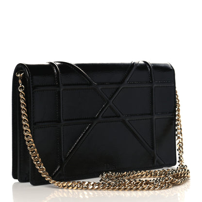 Christian Dior Crinkled Calfskin Diorama Wallet on Chain Pouch Black 2 of 10