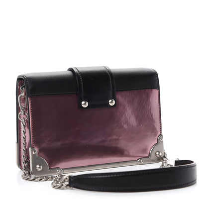 Prada Metallic Vitello Saffiano Cahier Bag Ibisco Black 3 of 11