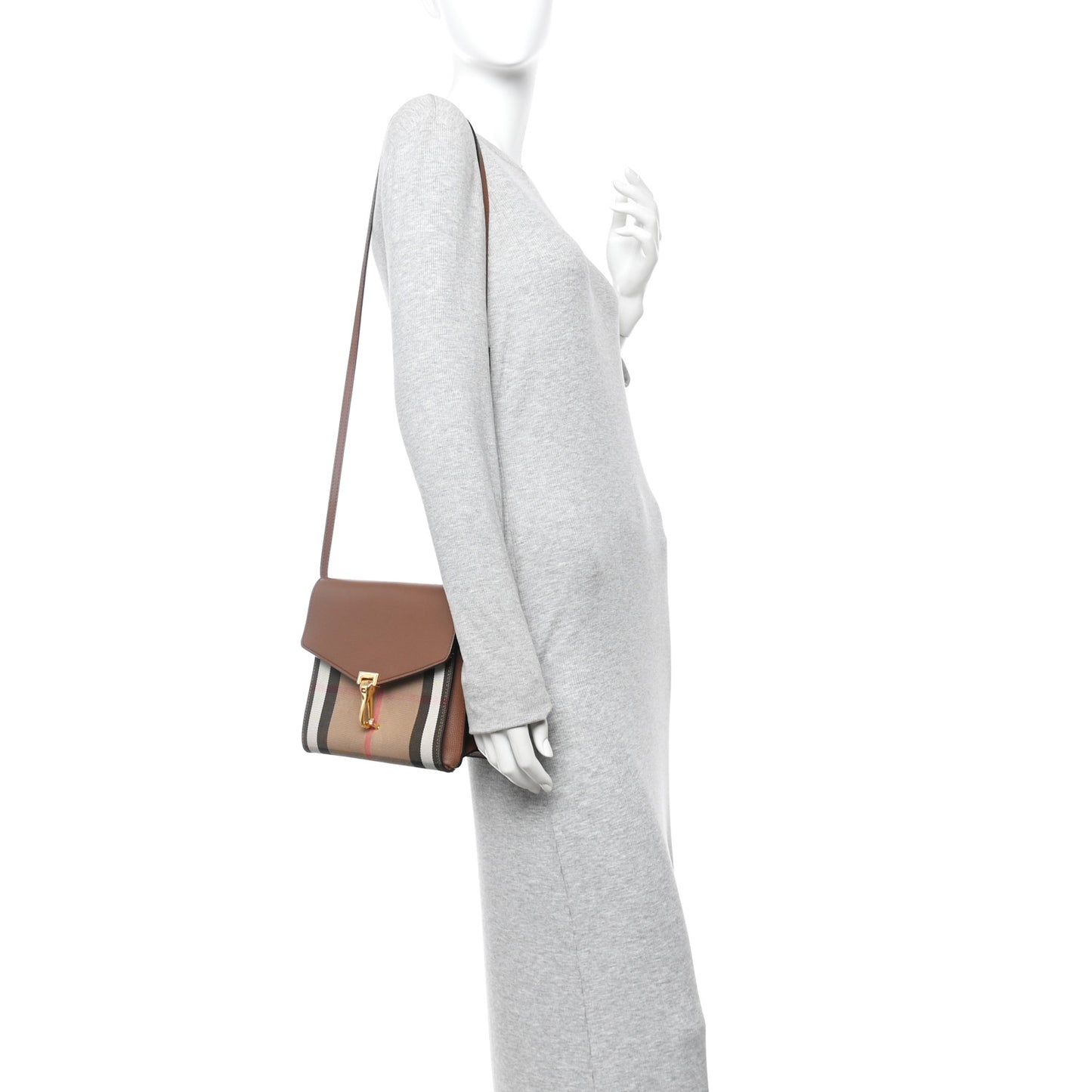 Derby Calfskin House Check Small Macken Crossbody Bag Tan