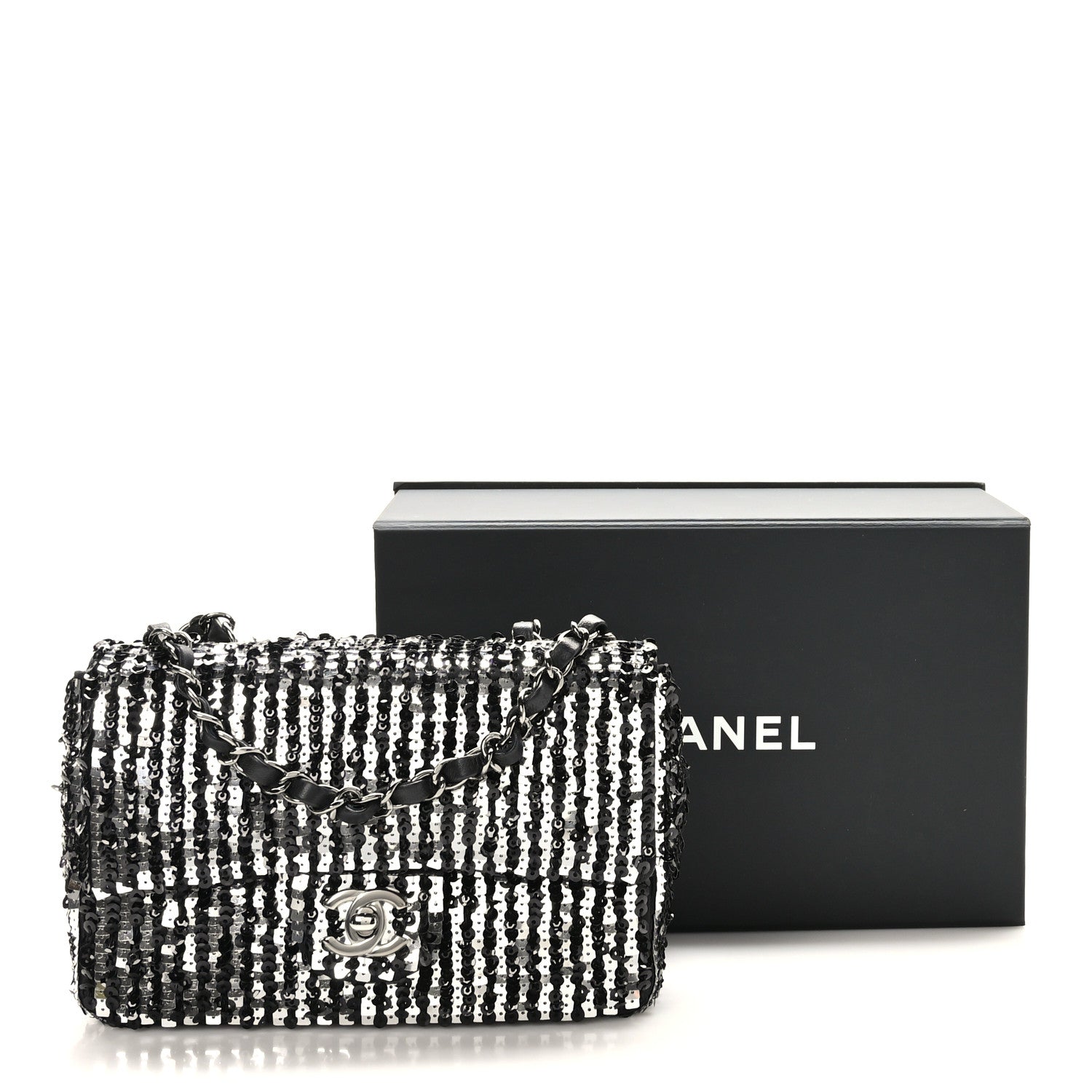 Chanel Sequin Lambskin Small Flap Black Silver 10 of 10