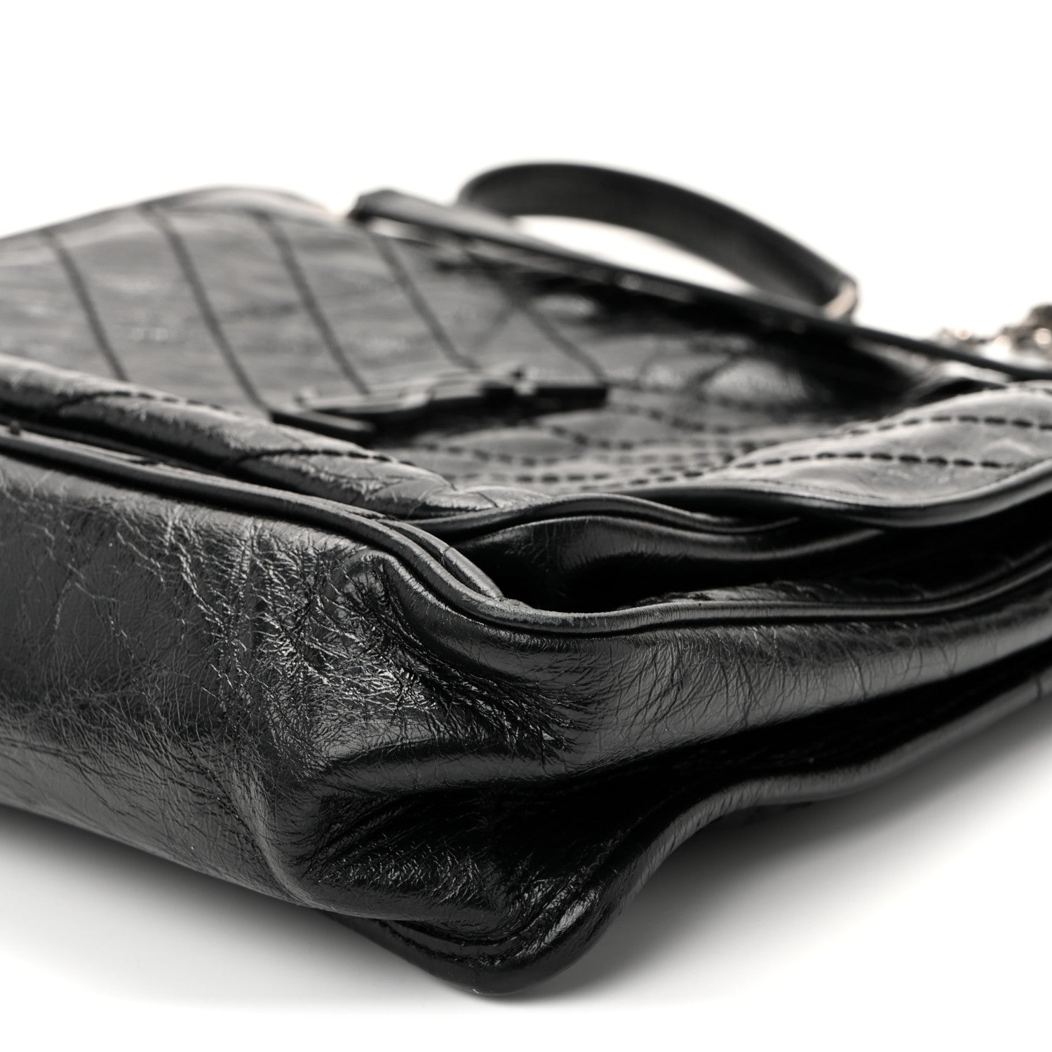 Saint Laurent Crinkled Calfskin Matelasse Monogram Large Niki Chain Satchel Black Black 10 of 10