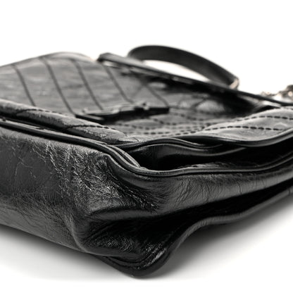 Saint Laurent Crinkled Calfskin Matelasse Monogram Large Niki Chain Satchel Black Black 10 of 10