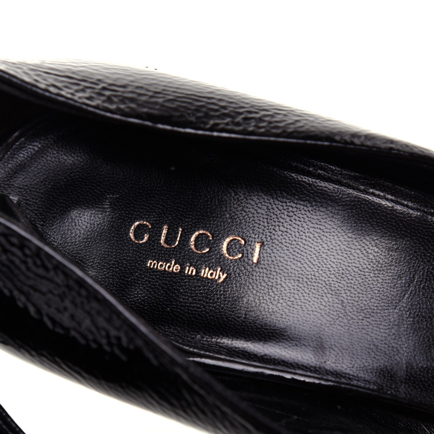 Gucci Patent Horsebit Platform Peep Toe Pumps 9.5 Black 6 of 15