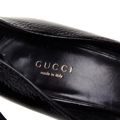 Gucci Patent Horsebit Platform Peep Toe Pumps 9.5 Black 6 of 15