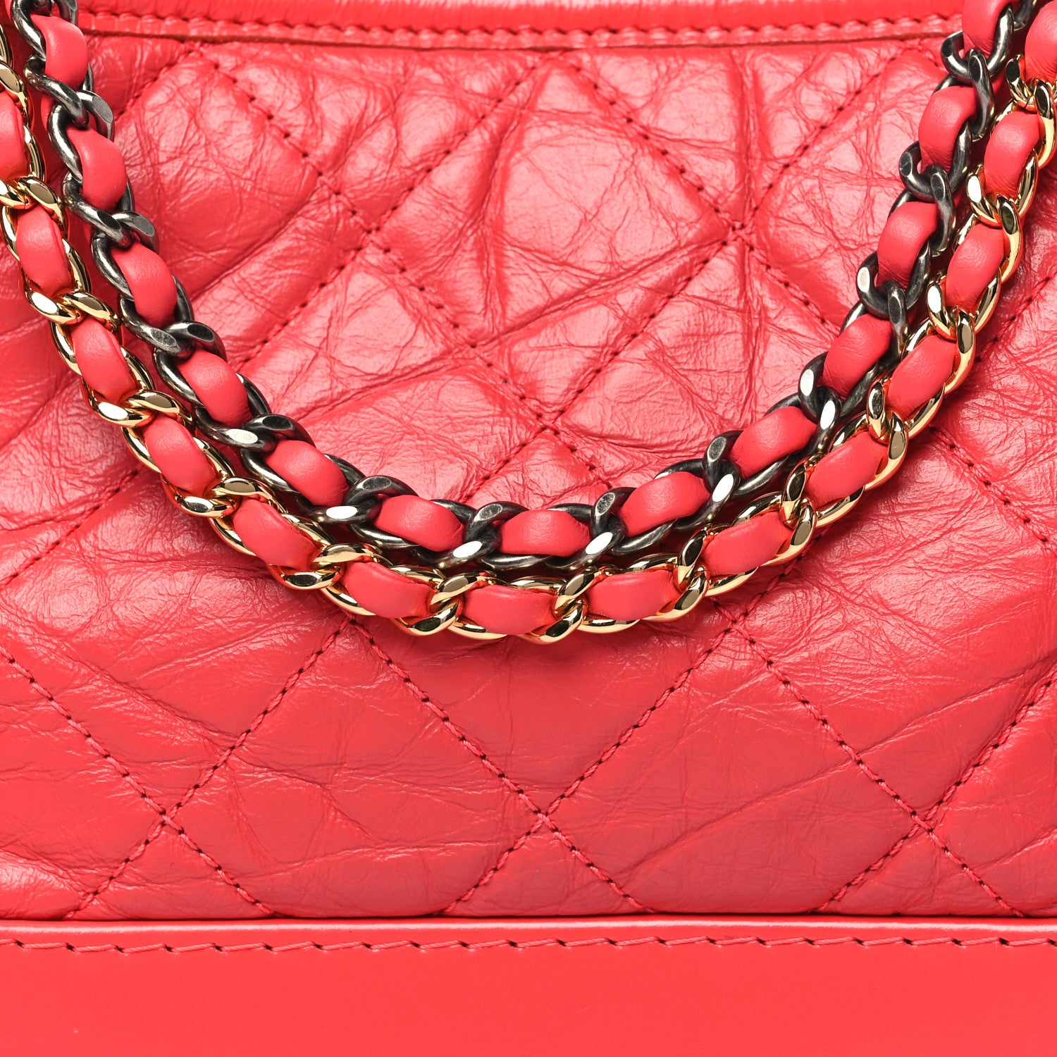 Chanel Aged Calfskin Quilted Small Gabrielle Hobo Red 8 of 10