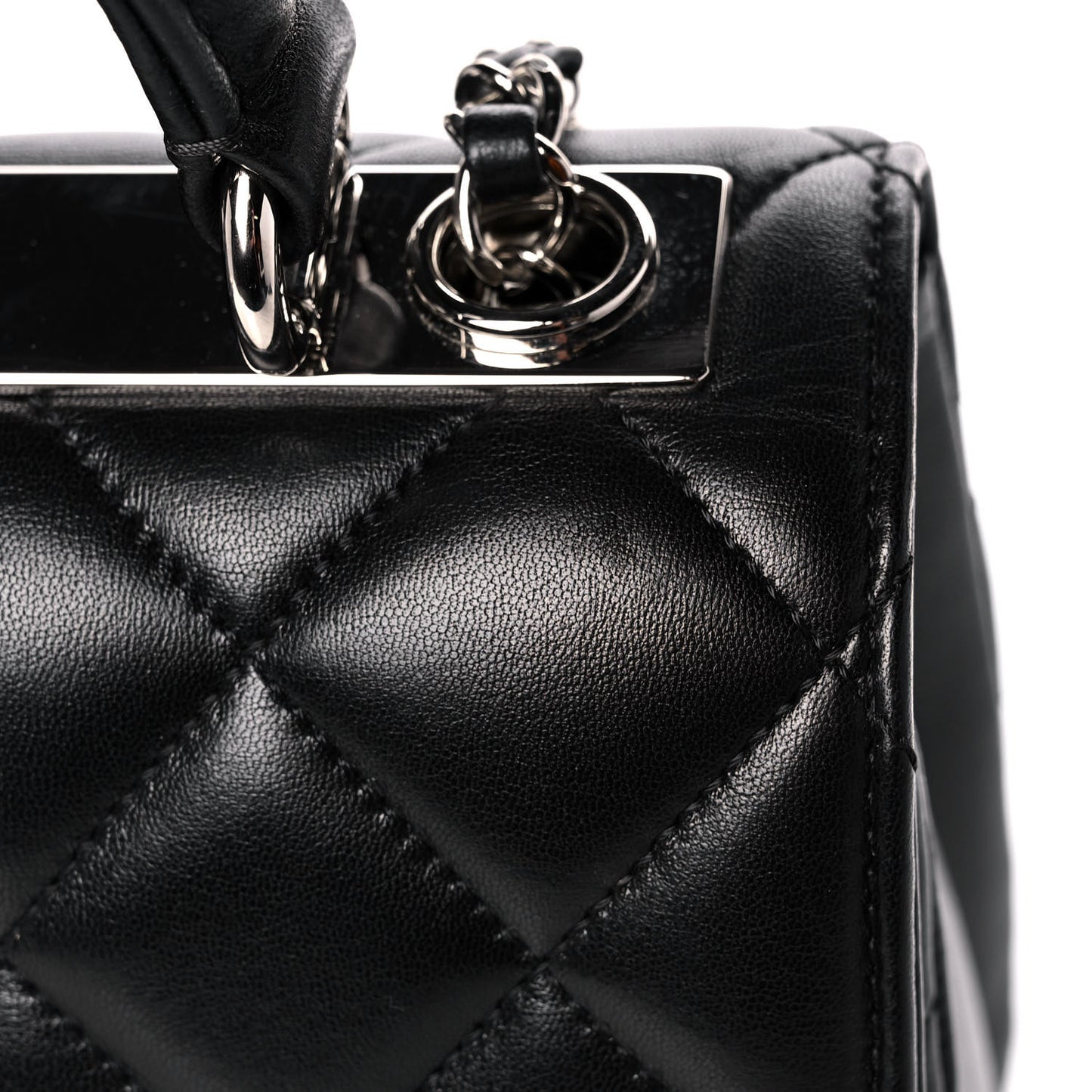 Lambskin Quilted Small Trendy CC Dual Handle Flap Bag Black