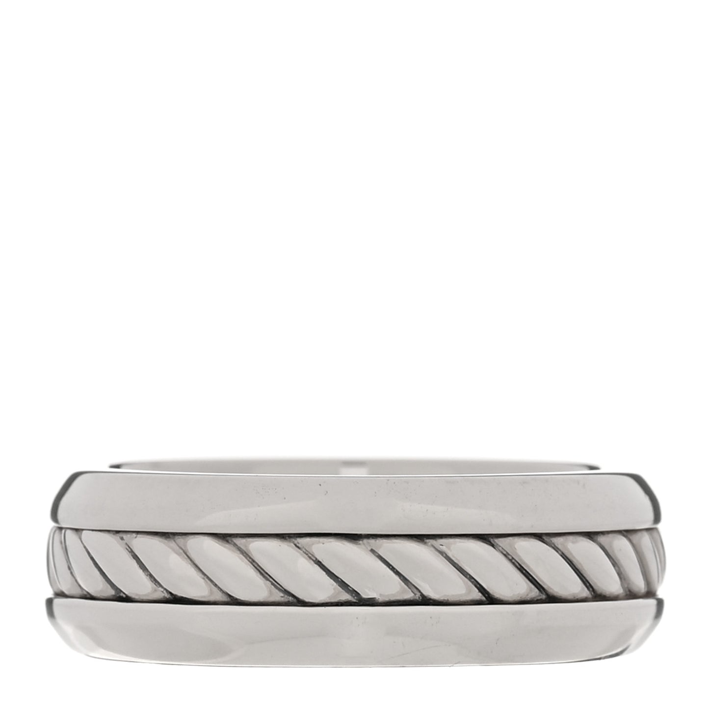 Sterling Silver 8mm Cable Inset Band Ring 62 10