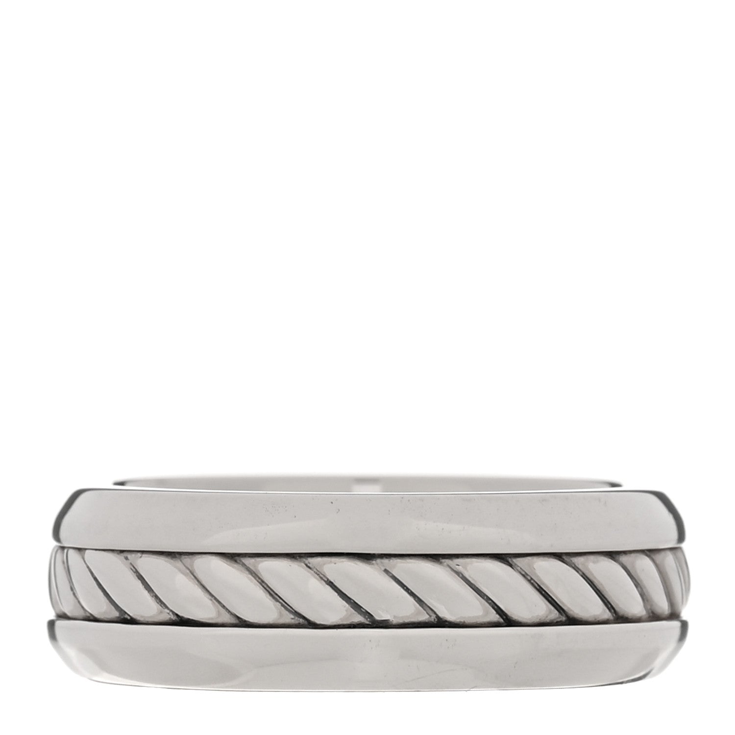 David Yurman Sterling Silver 8mm Cable Inset Band Ring 62 10 1 of 7