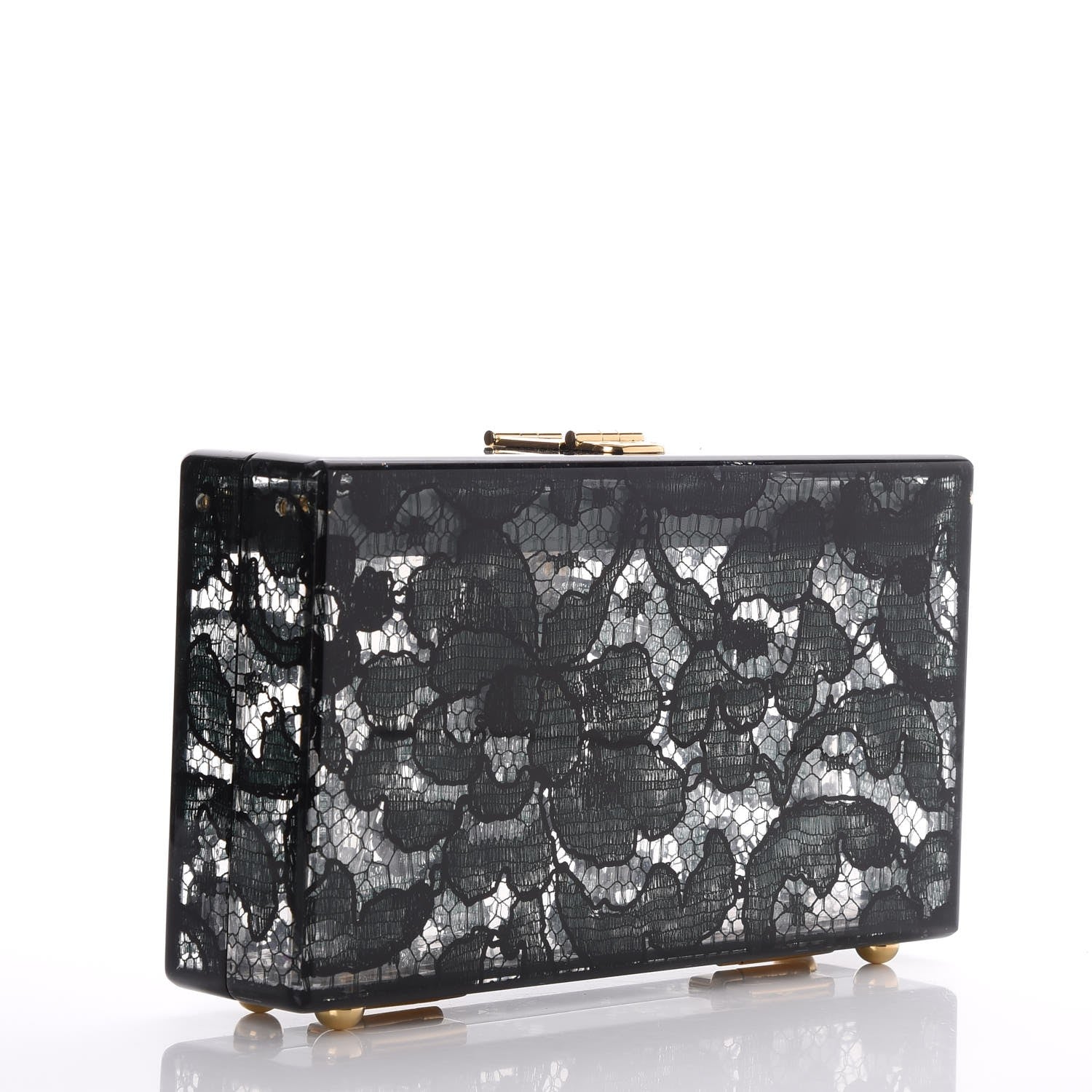 Dolce & Gabbana Plexiglass Lace Dolce Box Clutch Dark Green 3 of 6