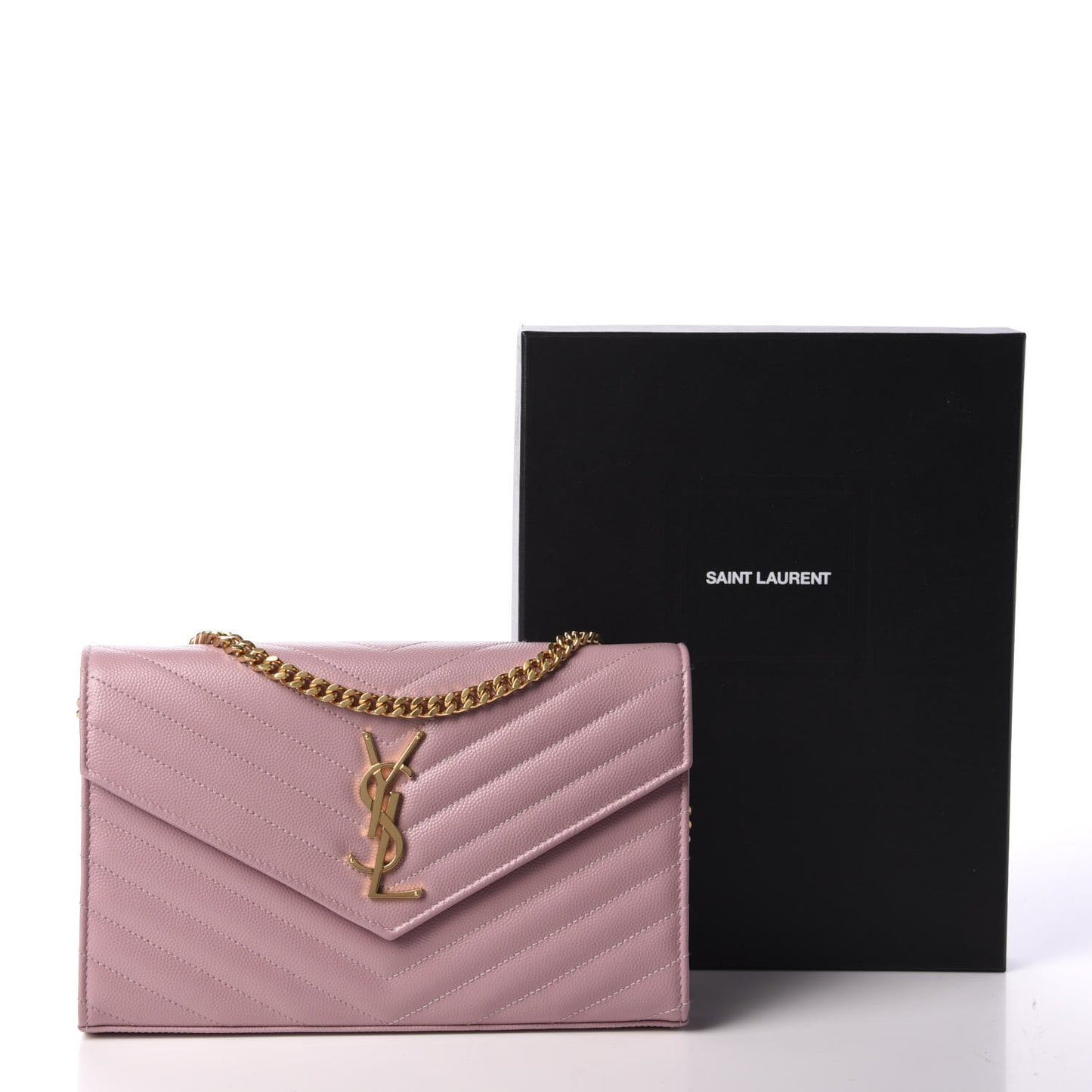 Grain De Poudre Matelasse Chevron Monogram Chain Wallet Tender Pink
