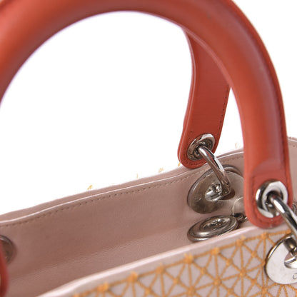 Christian Dior Lambskin Embroidered Medium Lady Dior Light Pink Orange 17 of 22
