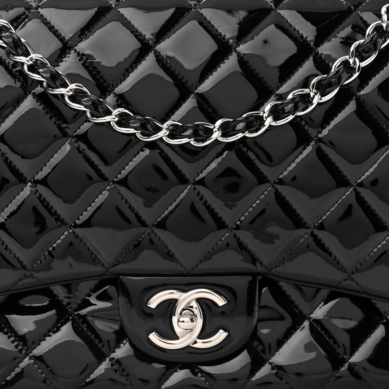 Chanel Patent Quilted Maxi Double Flap Black 8 of 10