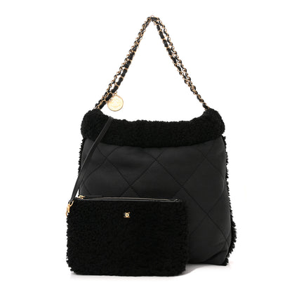 Chanel Shearling Aged Lambskin Quilted Small Chanel 22 Black 1 of 11