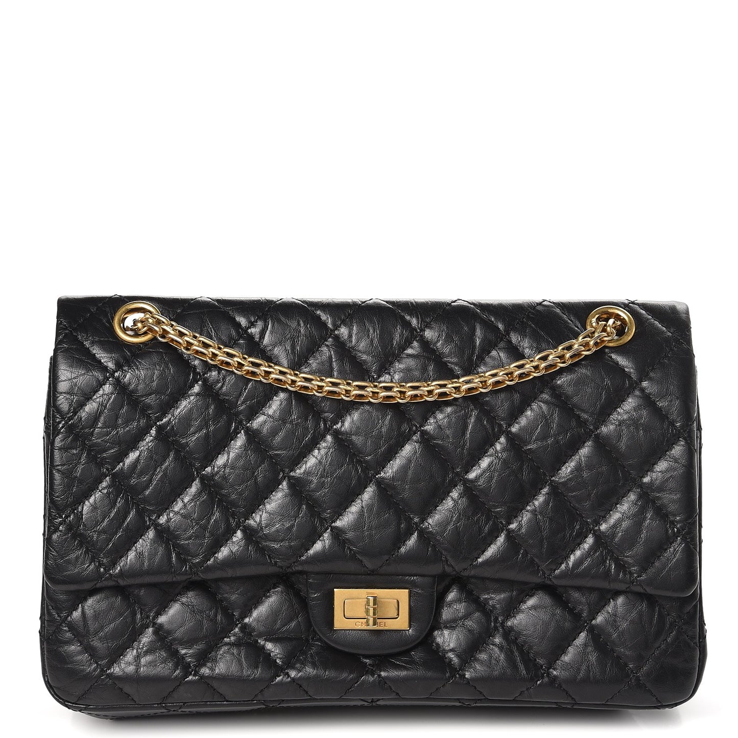Aged Calfskin Quilted 2.55 Reissue 226 Flap Black