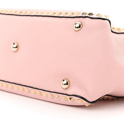 Valentino Garavani Pebbled Calfskin Medium Rockstud Tote Water Rose 9 of 10