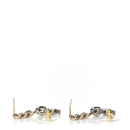 Chanel Metal Crystal CC Chain Drop Earrings Gold 4 of 5