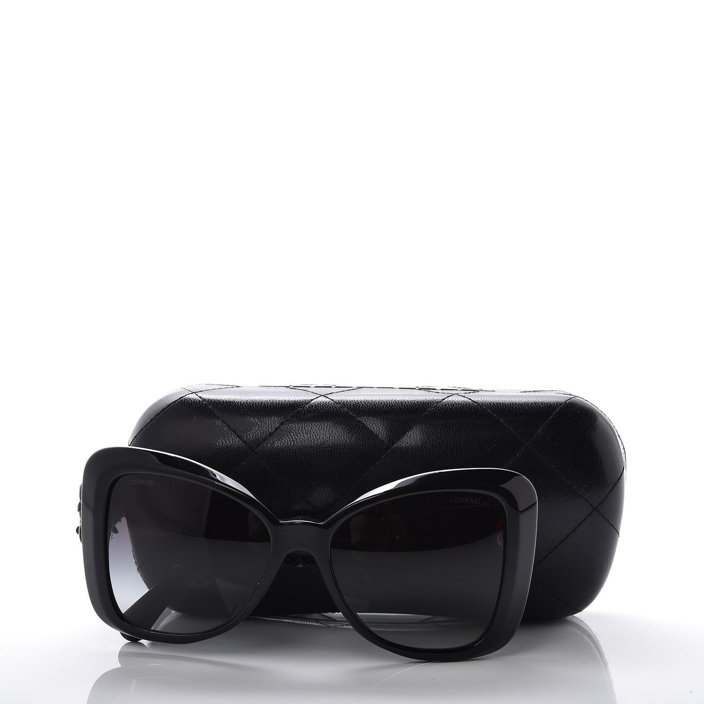 Lambskin Camellia CC Sunglasses 5317-Q Black