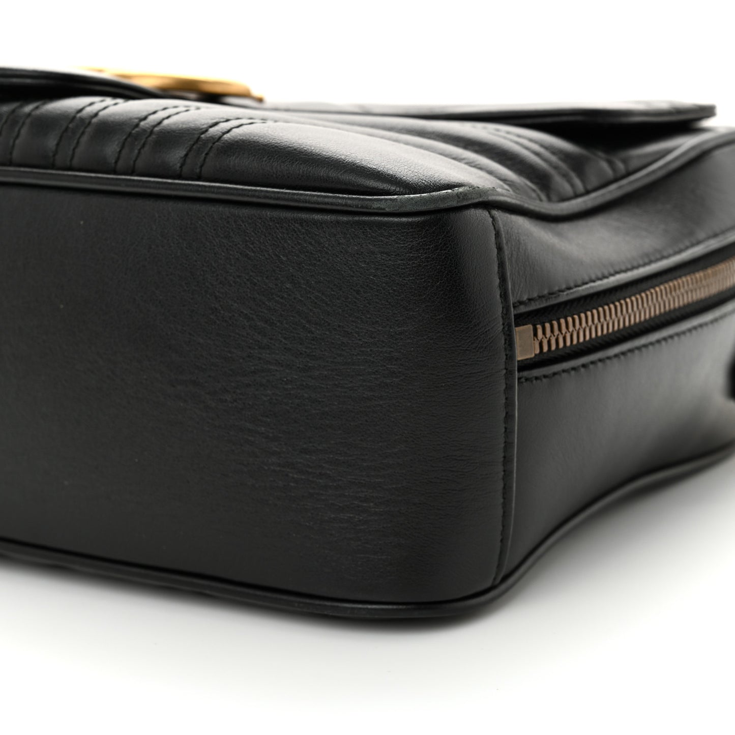 Calfskin Matelasse Sylvie Web Small GG Marmont Top Handle Shoulder Bag Black