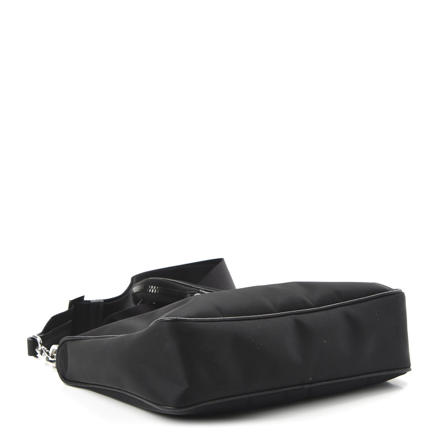 Tessuto Nylon Saffiano Pocket Zippered Shoulder Bag Black