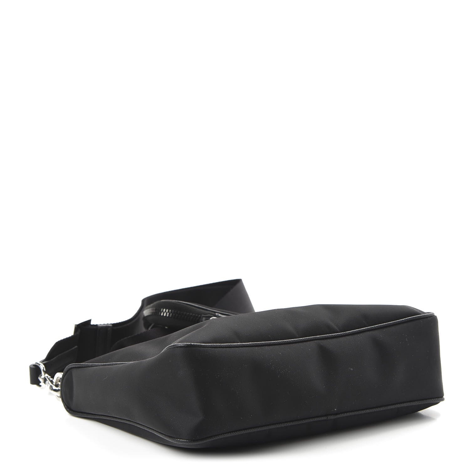 Prada Tessuto Nylon Saffiano Pocket Zippered Shoulder Bag Black 4 of 10