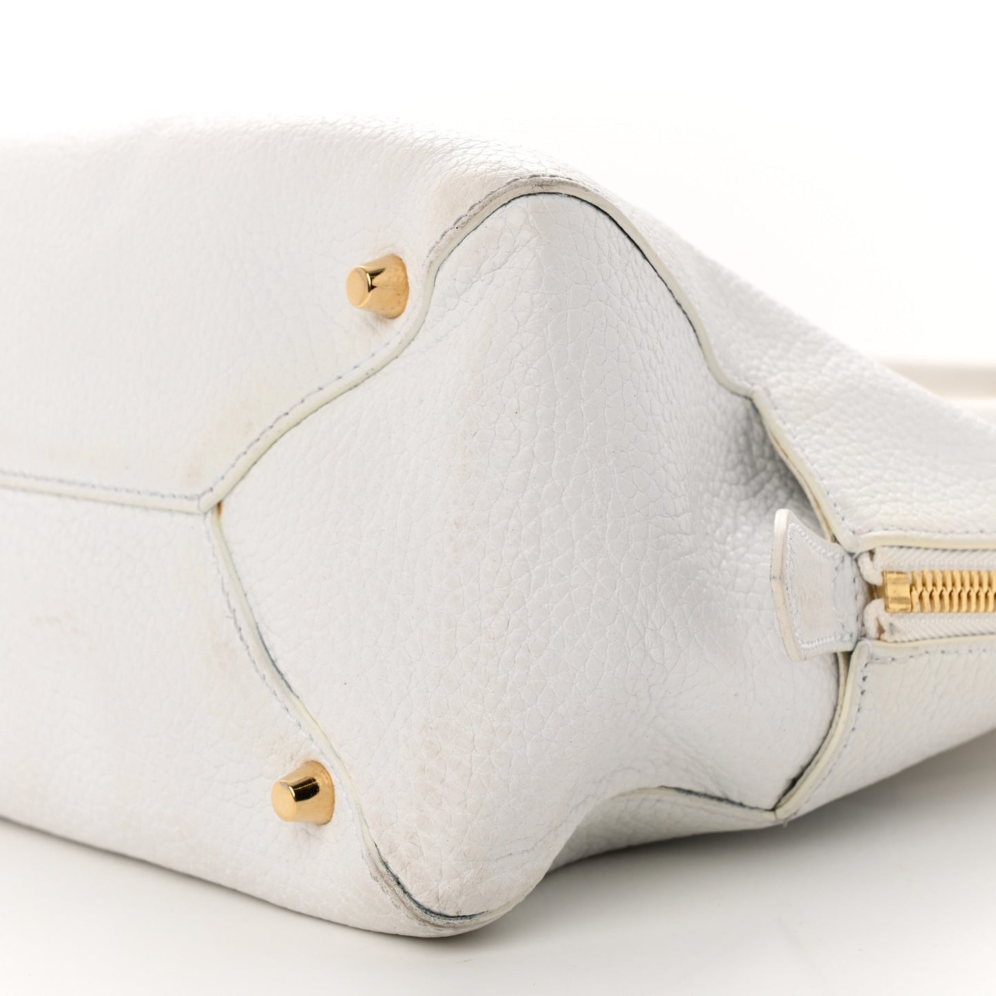 London Grainy Calfskin Small Greenwood Bowling Bag White