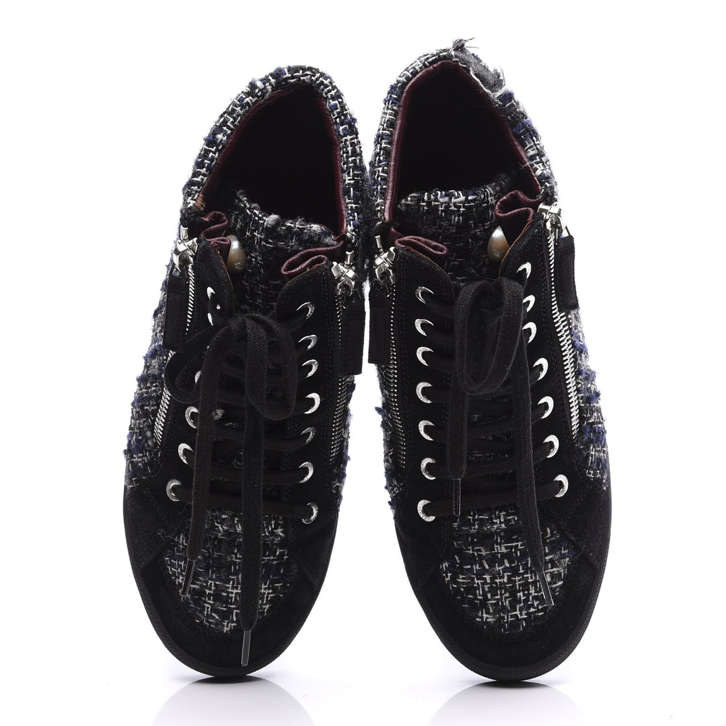 Tweed Suede High Top Sneakers 36.5 Dark Grey