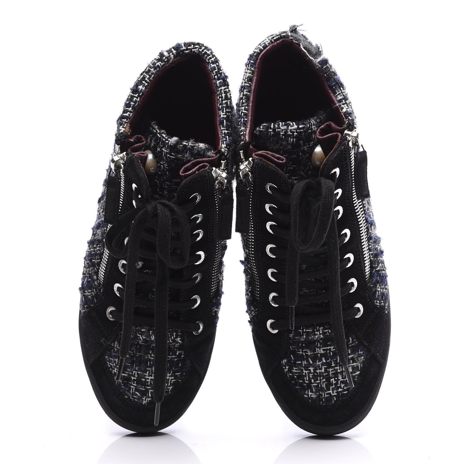 Chanel Tweed Suede High Top Sneakers 36.5 Dark Grey 6 of 10