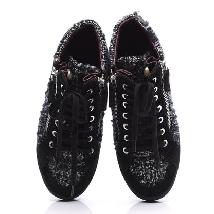 Chanel Tweed Suede High Top Sneakers 36.5 Dark Grey 6 of 10
