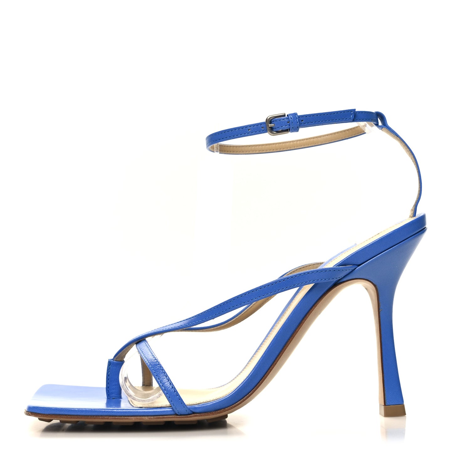 Lambskin Stretch Multi Strap 90mm Sandals 39.5 Aquarium