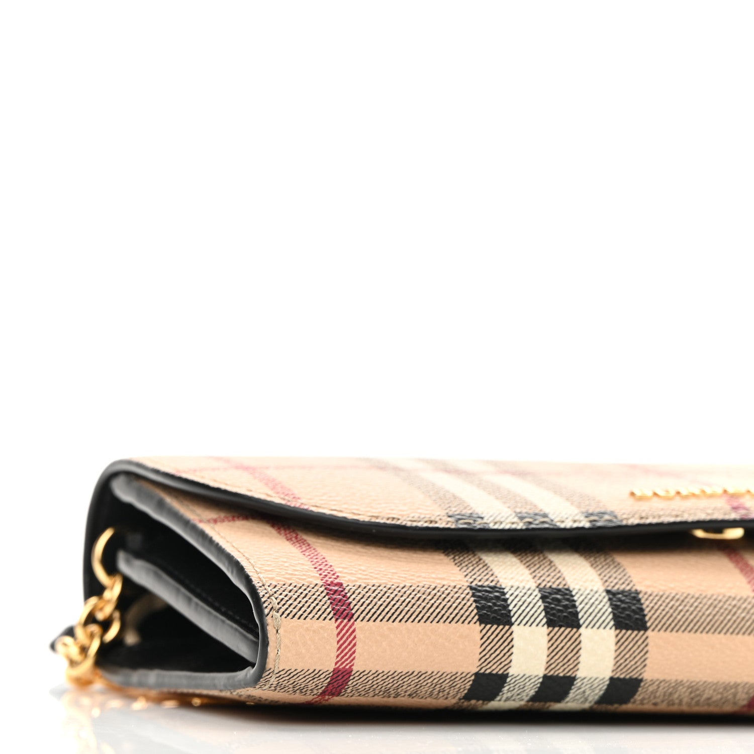 Burberry Haymarket Check Henley Wallet On Chain Black 8 of 10