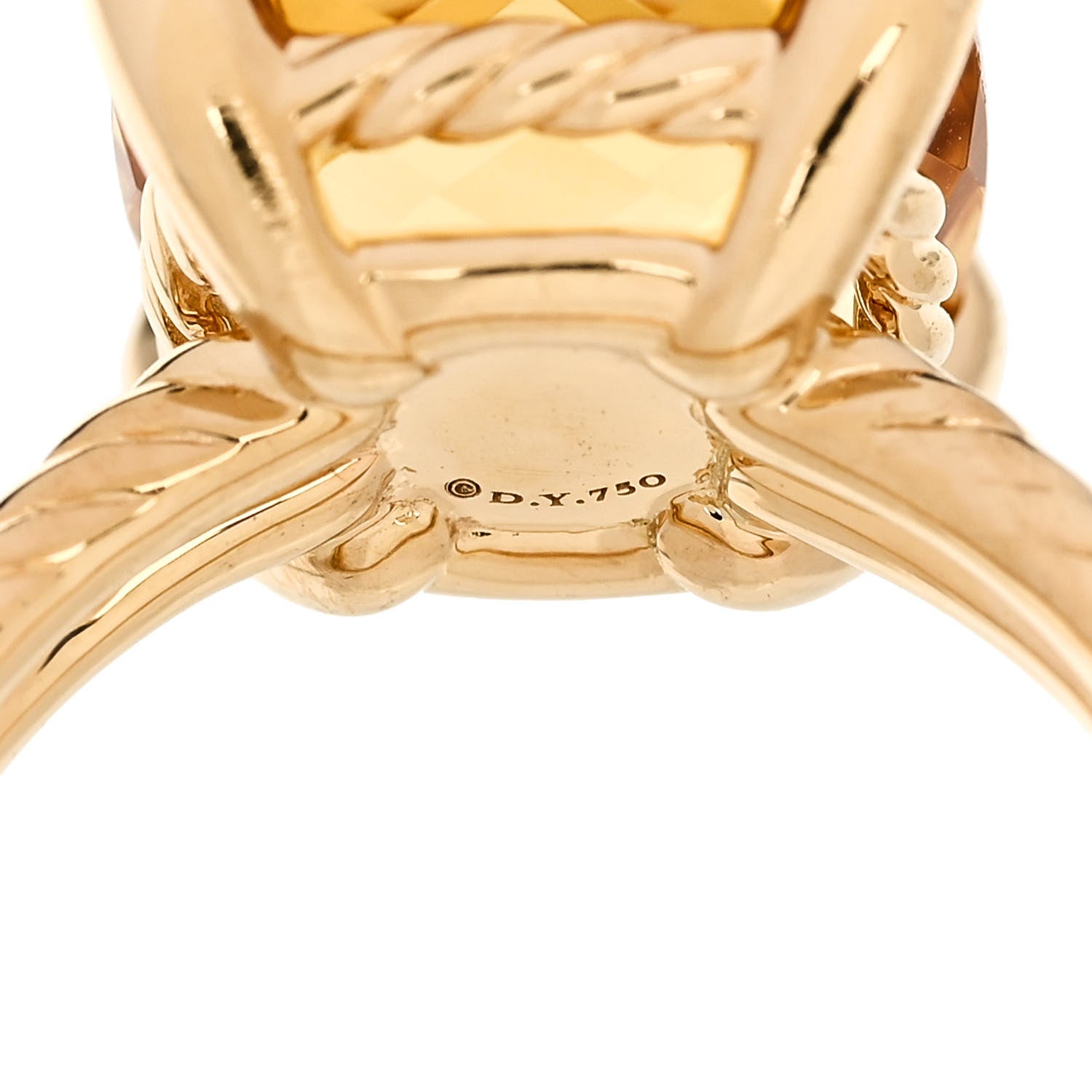David Yurman 18K Yellow Gold Diamond Citrine 11mm Chatelaine Ring 50 5.5 5 of 6