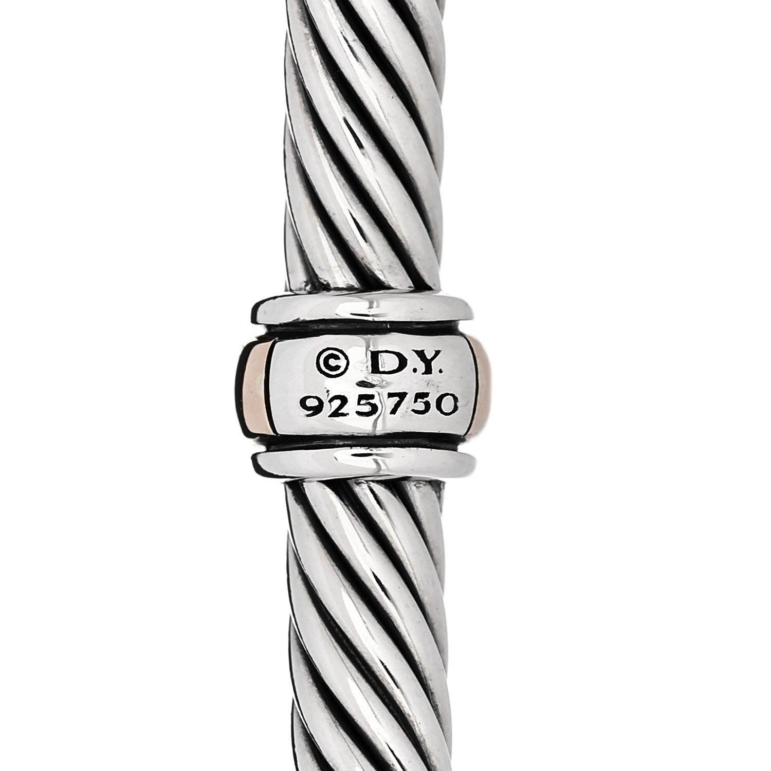 David Yurman Sterling Silver 18K Rose Gold 4mm Station Cable Bracelet 3 of 3