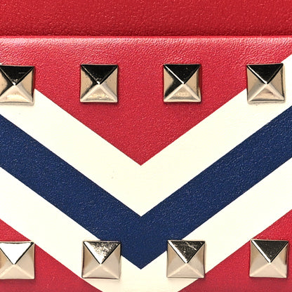 Valentino Garavani Vitello Zig Zag Print Rockstud Card Holder Blue Red 8 of 8