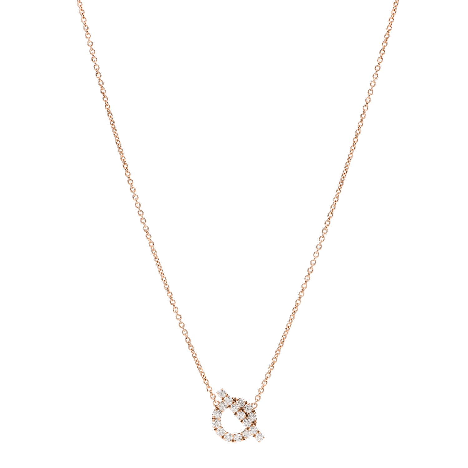 Hermes 18K Rose Gold Diamond Finesse Pendant Necklace 1 of 5