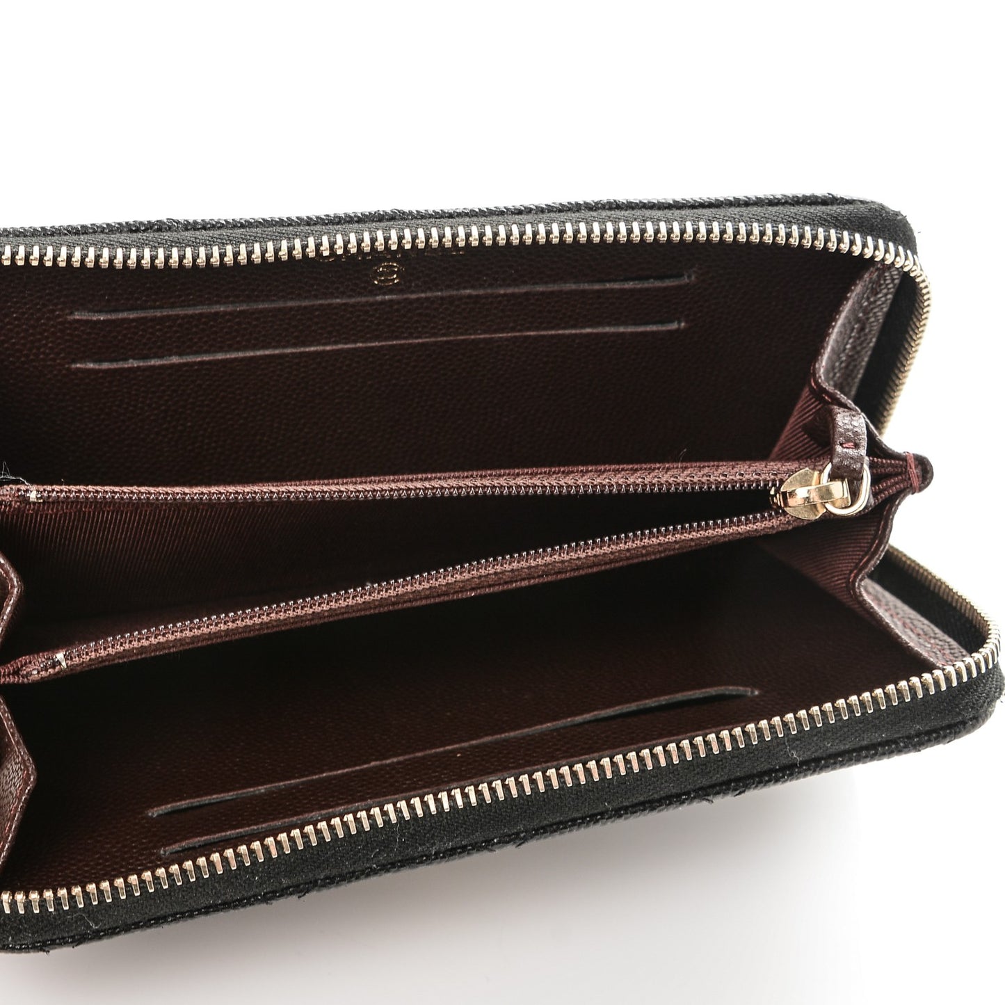 Caviar Quilted Small Zip Around Wallet Black