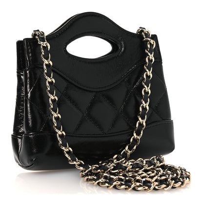 Chanel Shiny Lambskin Quilted Micro 31 Clutch With Chain Black 3 of 10
