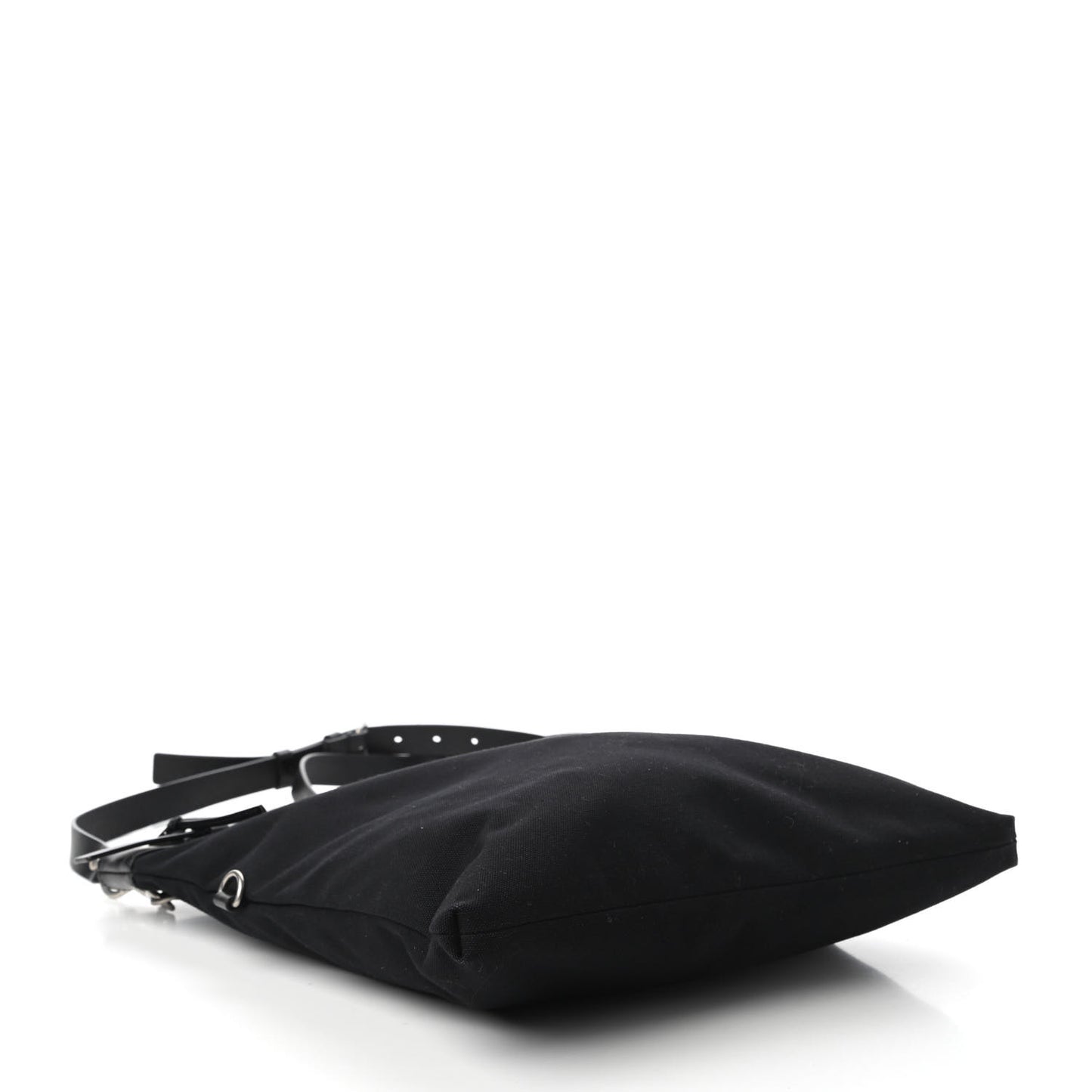Canvas Calfskin Belted Flat Messenger Bag Black