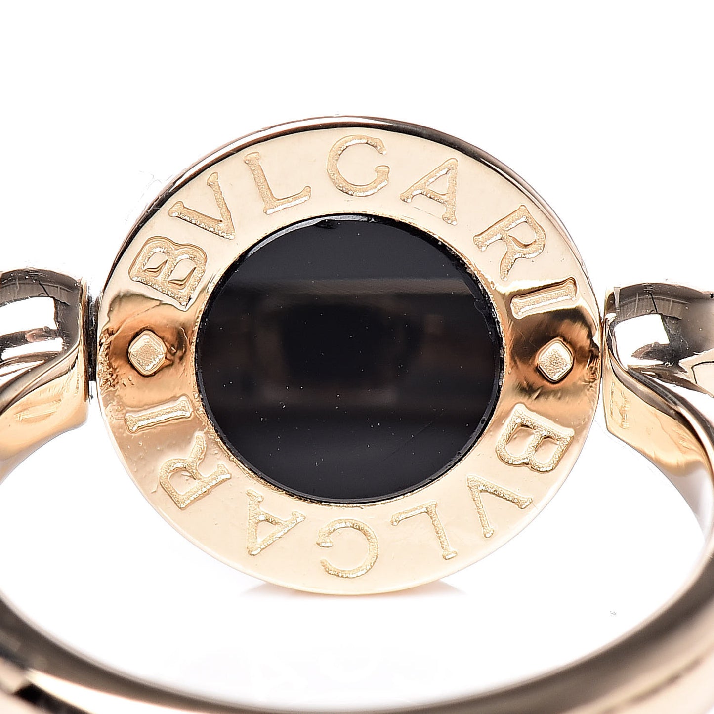18K Yellow Gold Black Onyx Coral Bvlgari Bvlgari Ring 49 4.75