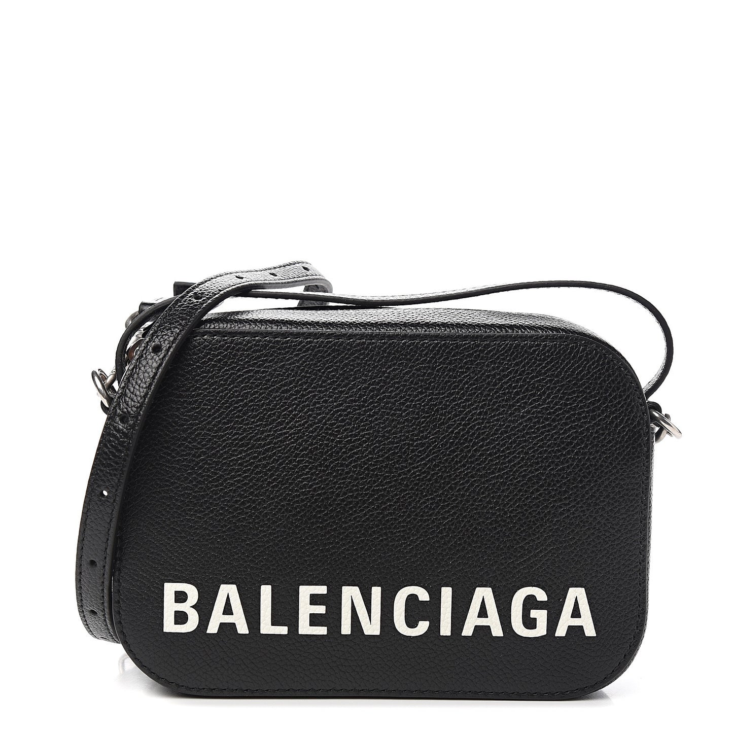 Grained Calfskin Logo XS Ville Top Handle Camera Bag Black White