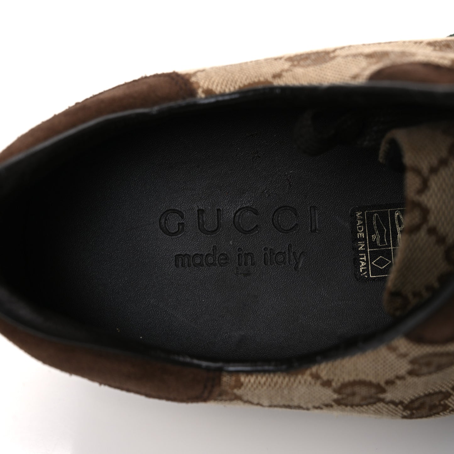 GG Monogram Suede Vintage Web Mens Sneakers 10.5 Dark Chestnut