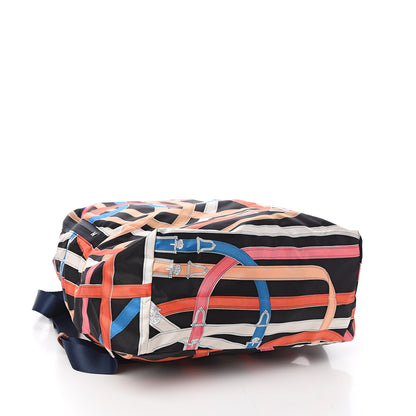 Hermes Silk Barenia Cavalcadour Airsilk Backpack Black Bleu Marine Fauve 3 of 8