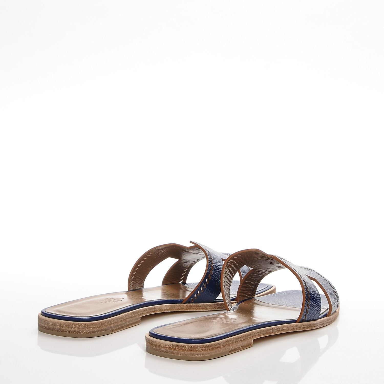 Hermes Patent Epsom Perforated Oran Sandals 41 Bleu Saphir 4 of 8