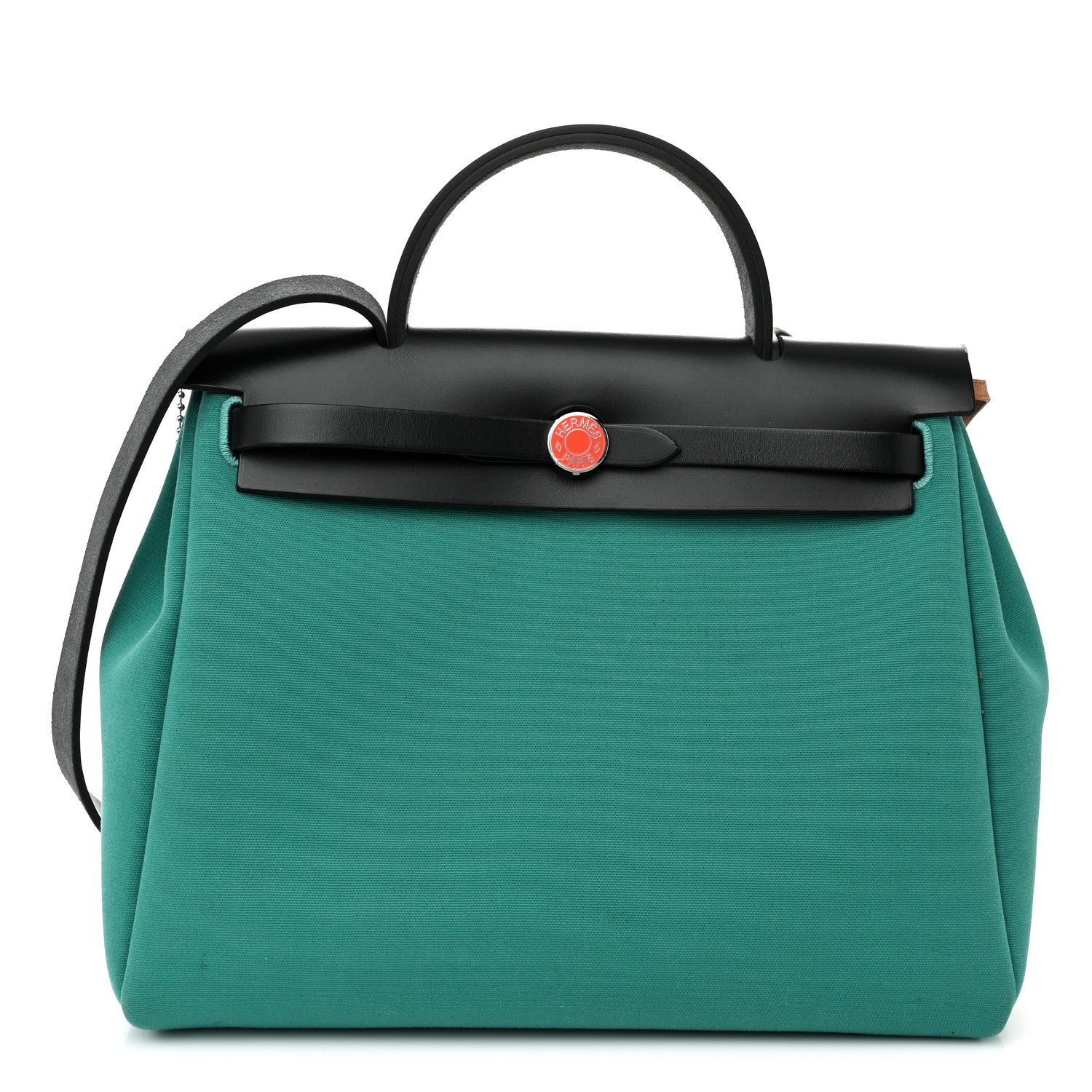 Hermes Military Toile Vache Hunter Laque Horseshoe Herbag Zip Retourne PM 31 Malachite 1 of 12