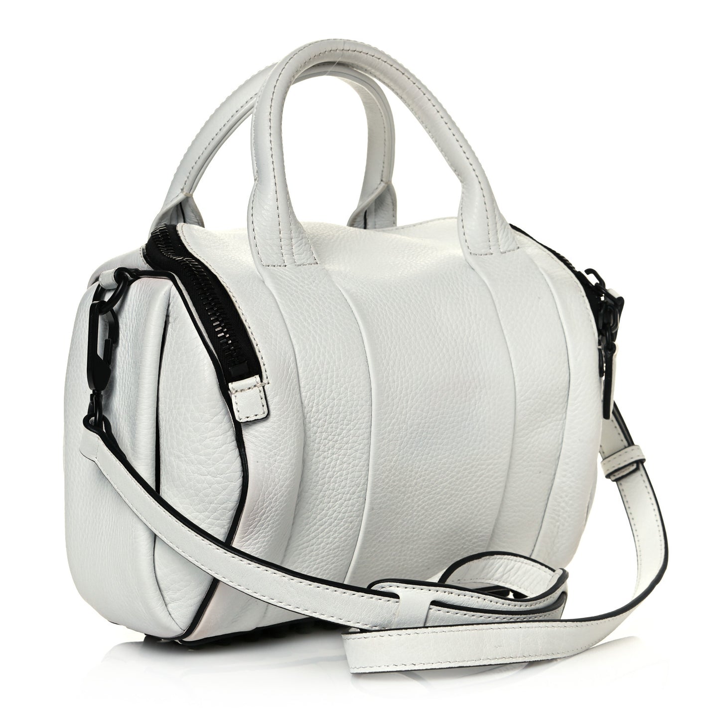 Pebbled Lambskin Rockie White Black Hardware
